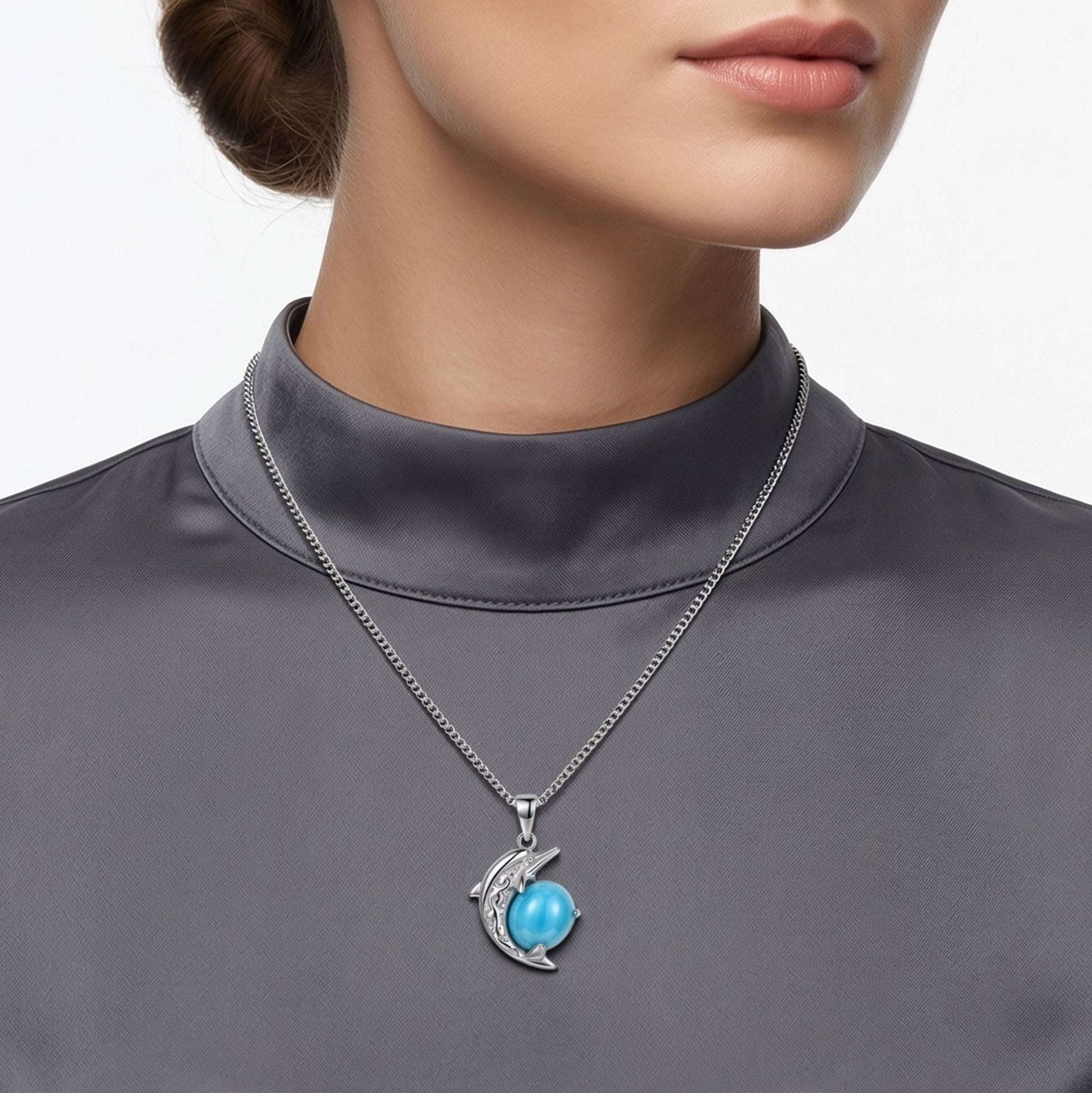 dolphin turquoise pendant necklace