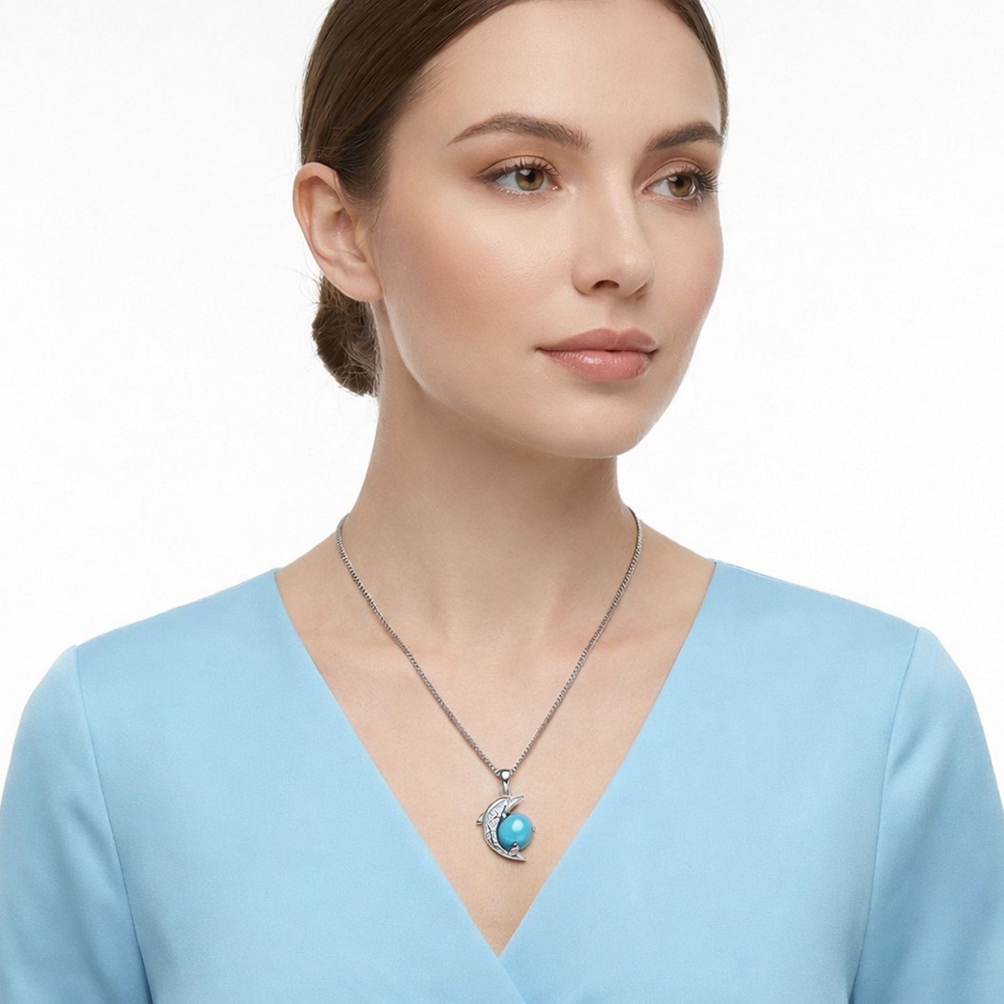 dolphin turquoise pendant necklace