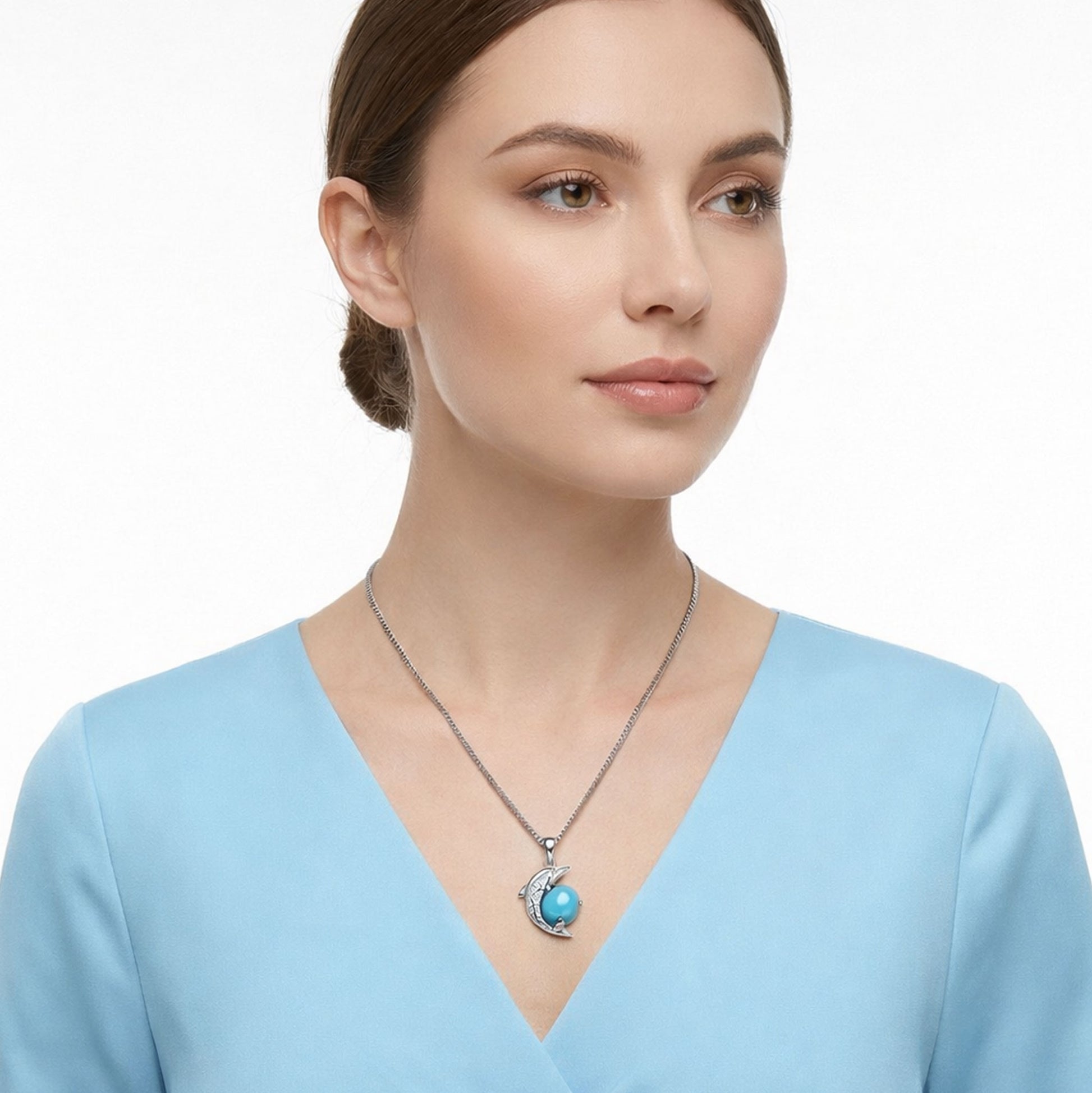 dolphin turquoise pendant necklace