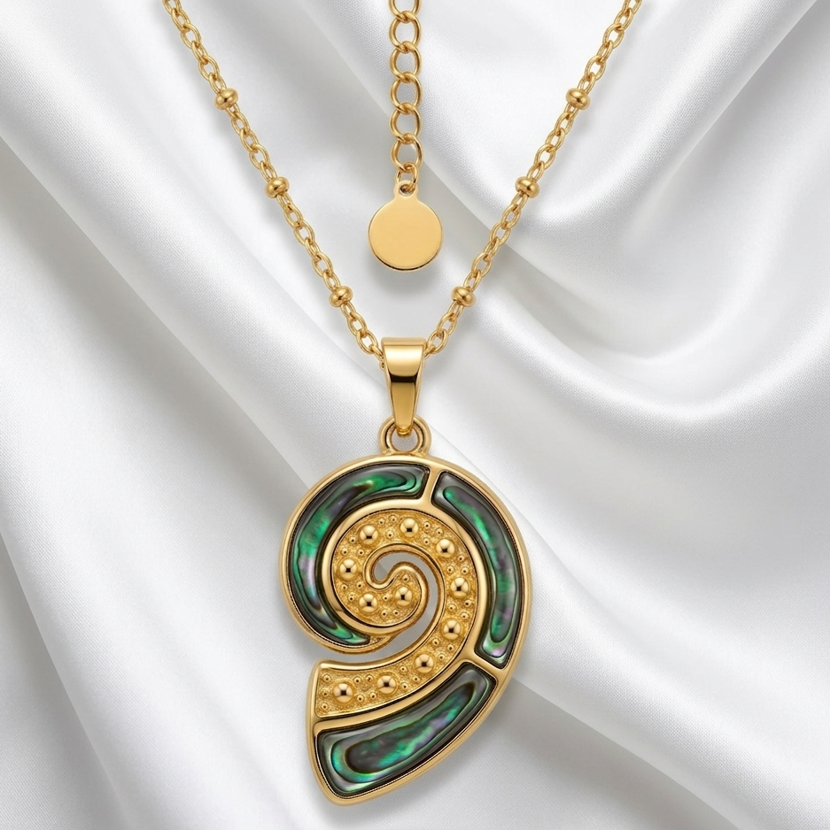 Sinaya Jewels Elegant Spiral Abalone Shell Necklace