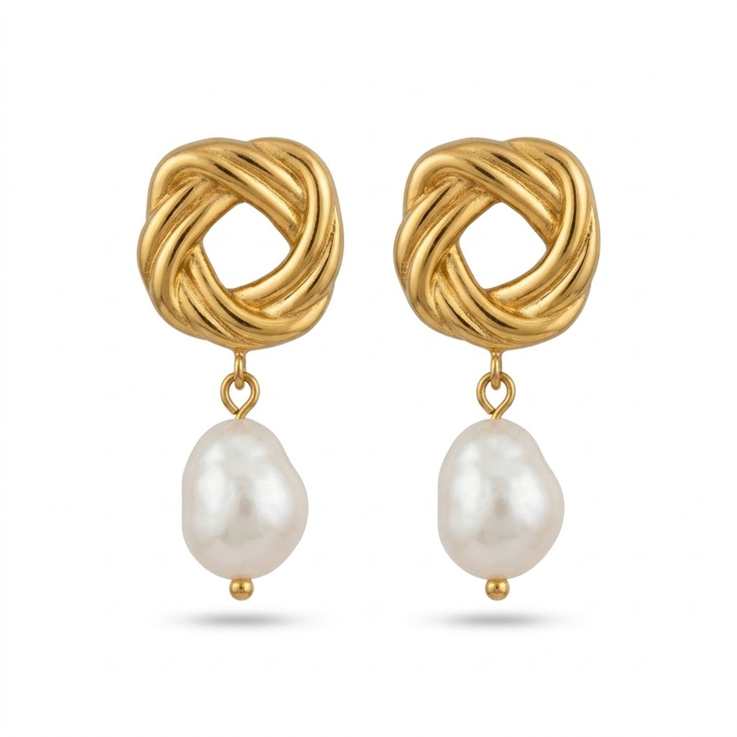 freshwater pearl knot earrings