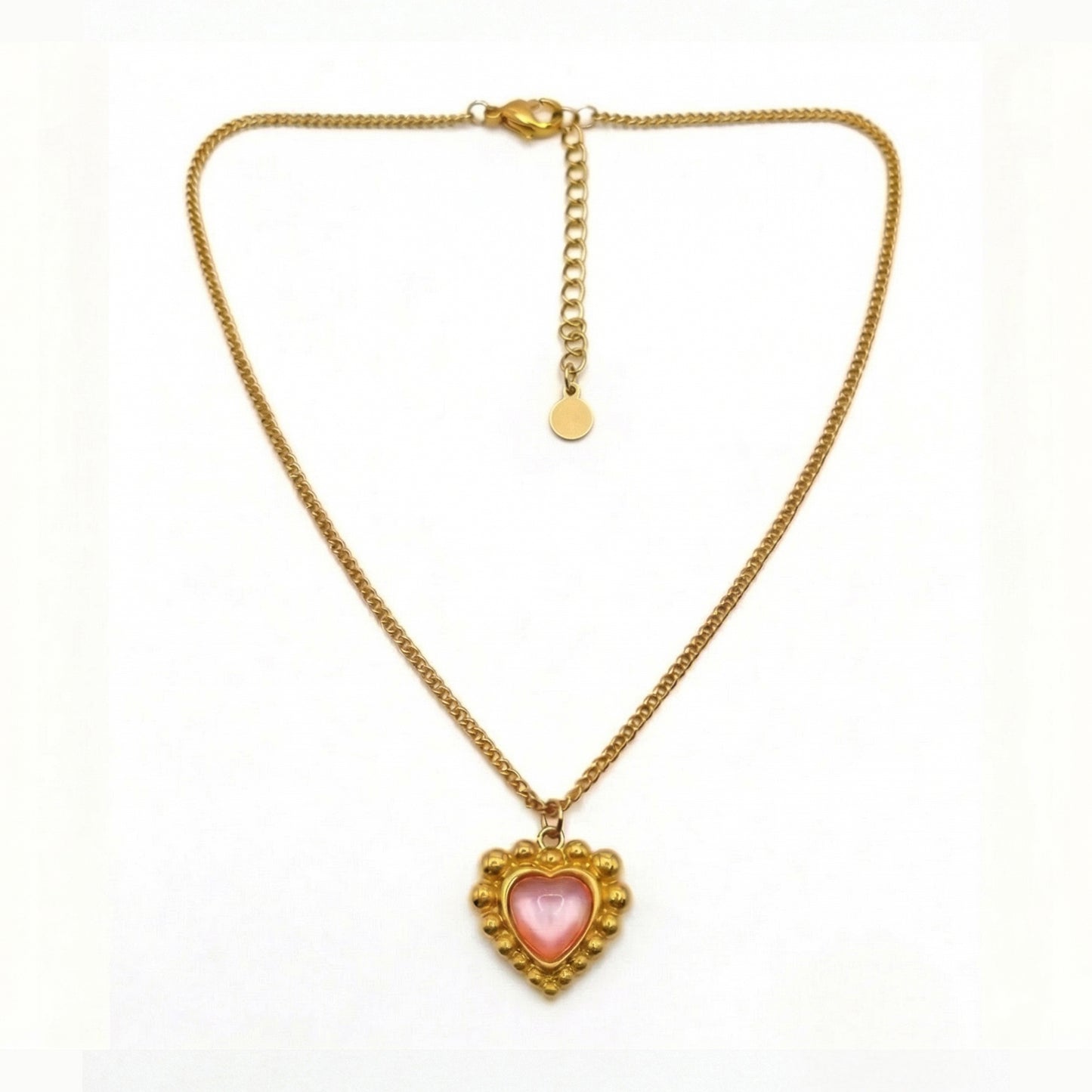 Sinaya Jewels Elegant Pink Cat Eye Heart Necklace