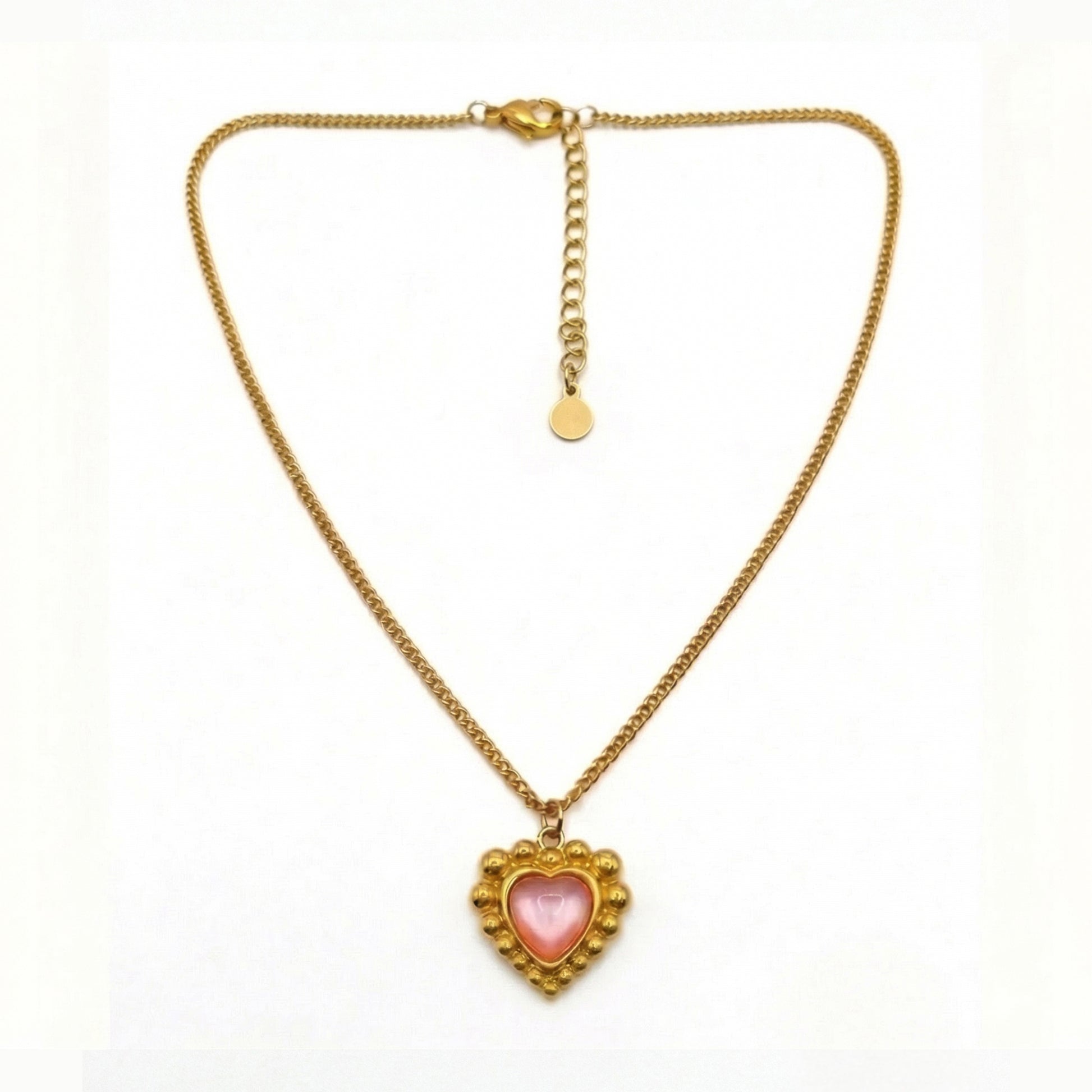 Sinaya Jewels Elegant Pink Cat Eye Heart Necklace