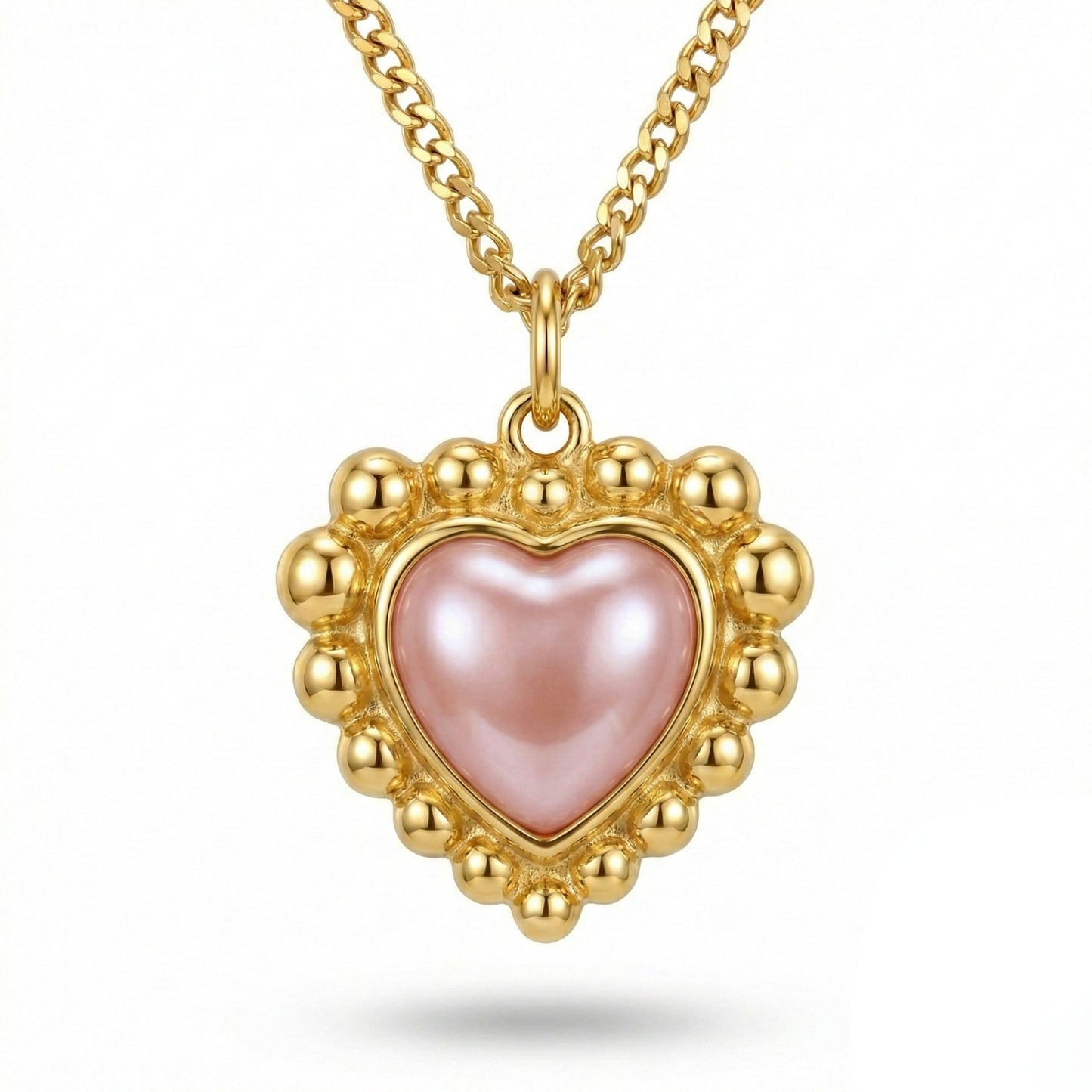 Sinaya Jewels Elegant Pink Cat Eye Heart Necklace