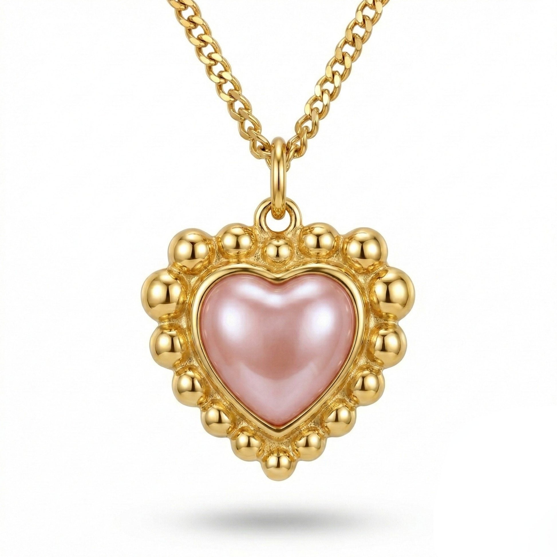 Sinaya Jewels Elegant Pink Cat Eye Heart Necklace