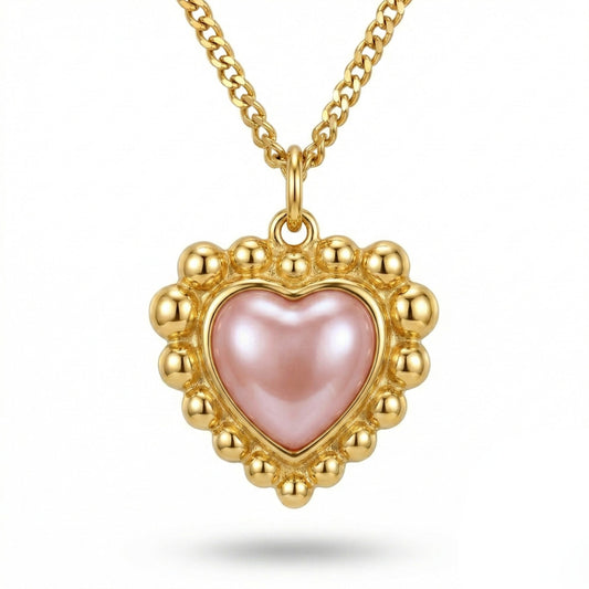 Sinaya Jewels Elegant Pink Cat Eye Heart Necklace