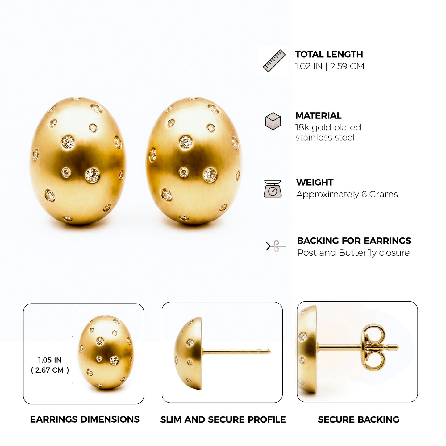 dome stud earrings for women