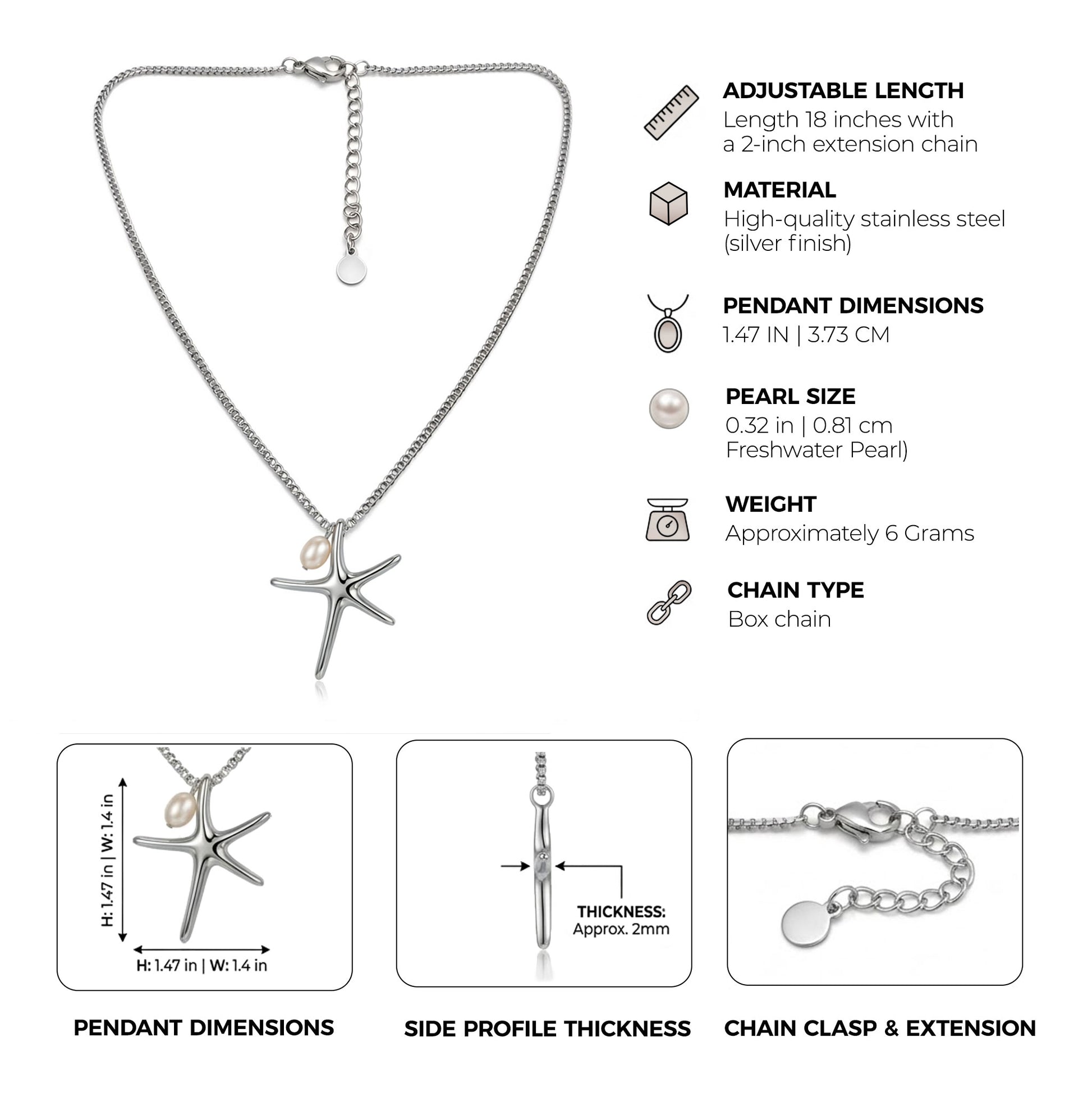 Sinaya Jewels Elegant Stainless Steel Star Necklace