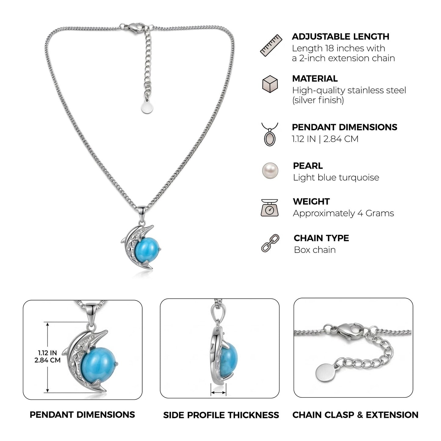 dolphin turquoise pendant necklace