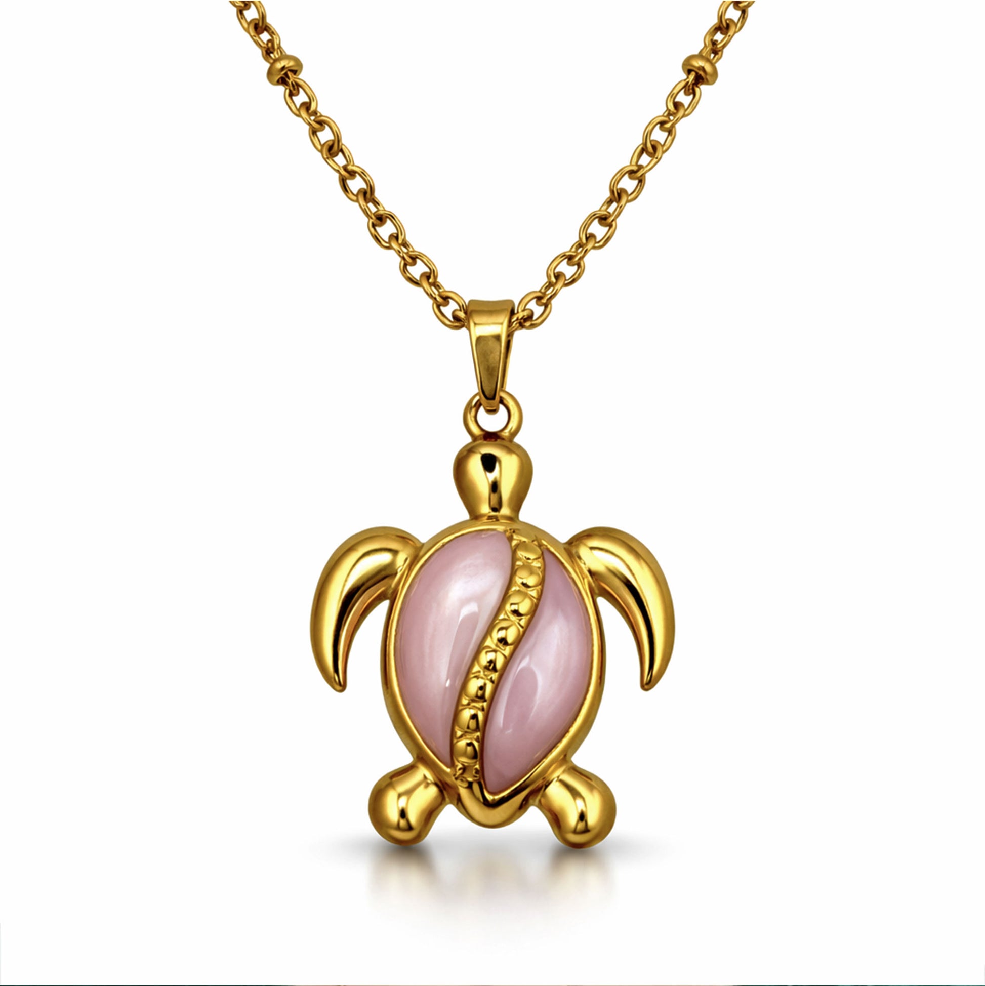 Sinaya Jewels Elegant Pink Mother of Pearl Turtle Necklace