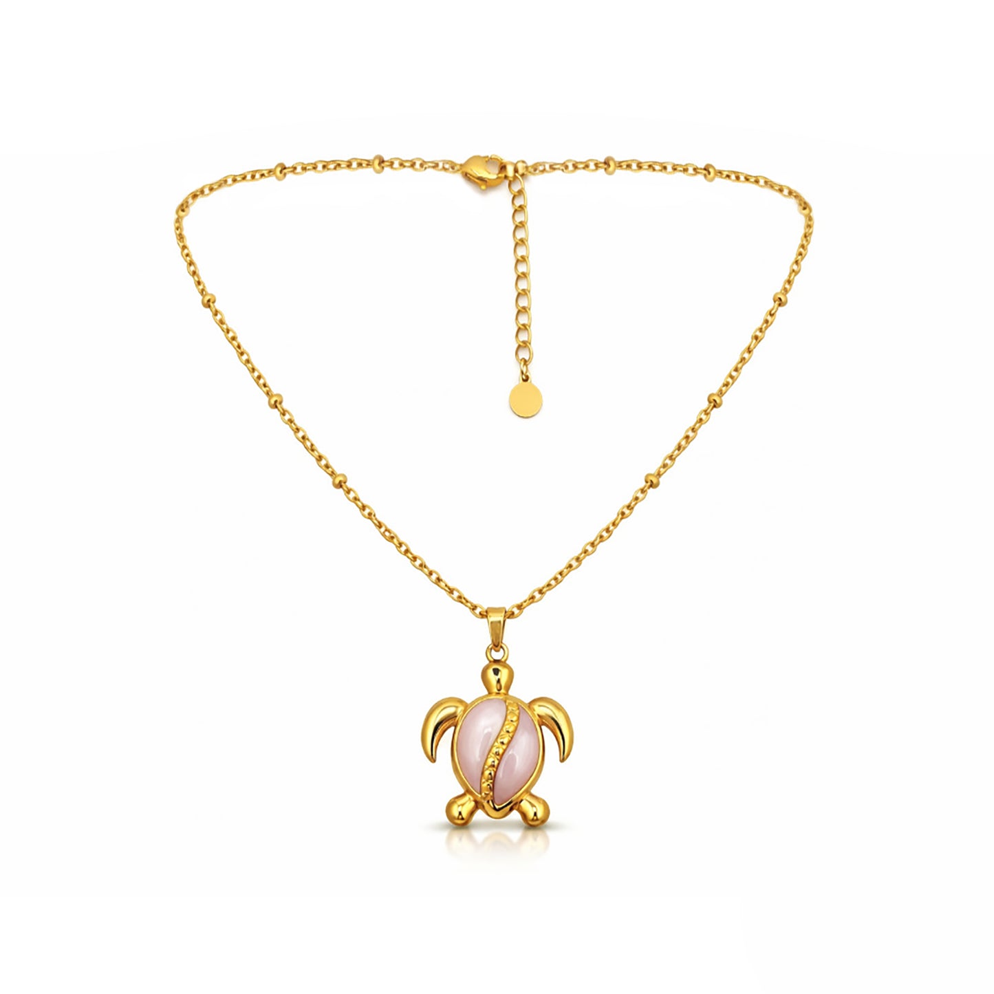 Sinaya Jewels Elegant Pink Mother of Pearl Turtle Necklace