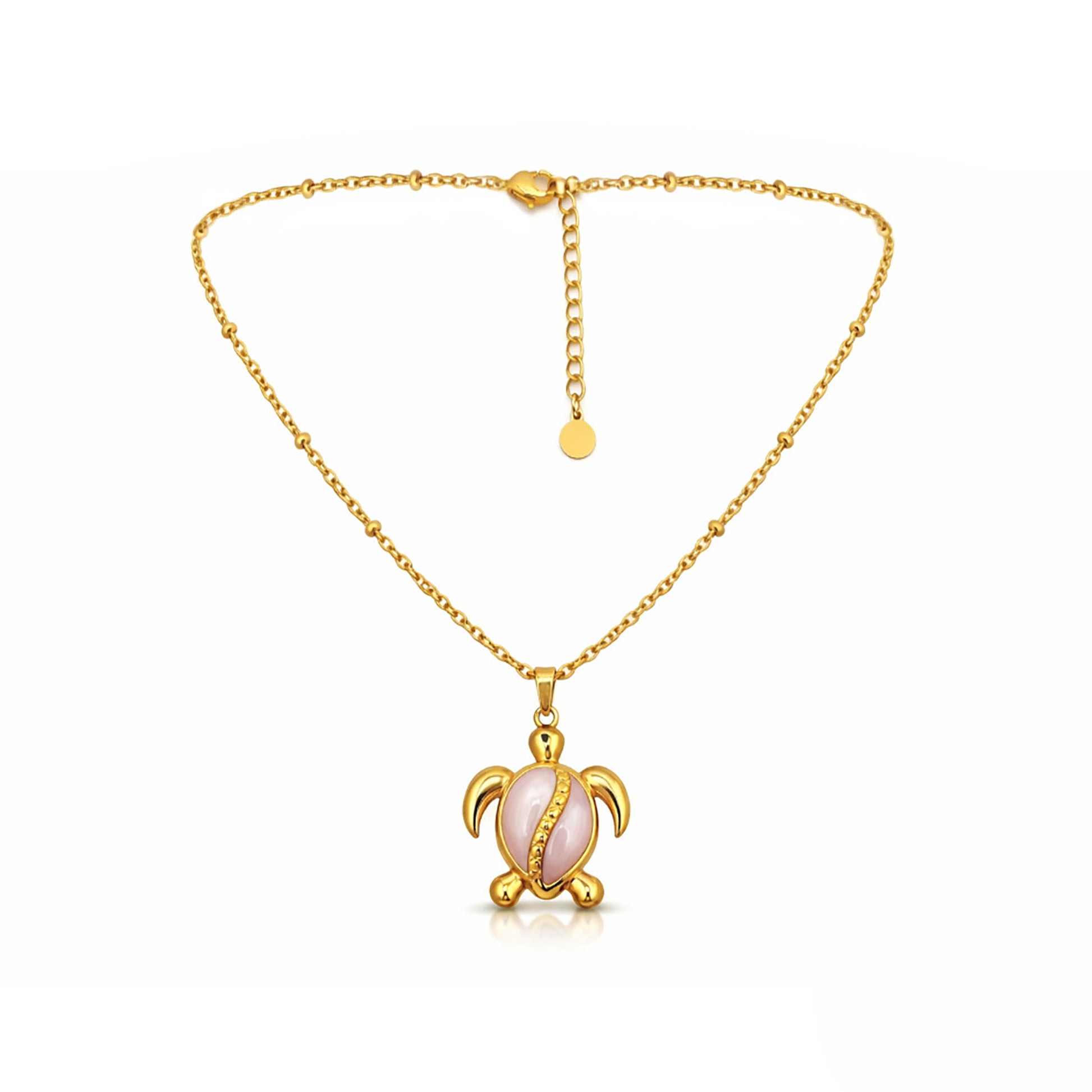 Sinaya Jewels Elegant Pink Mother of Pearl Turtle Necklace