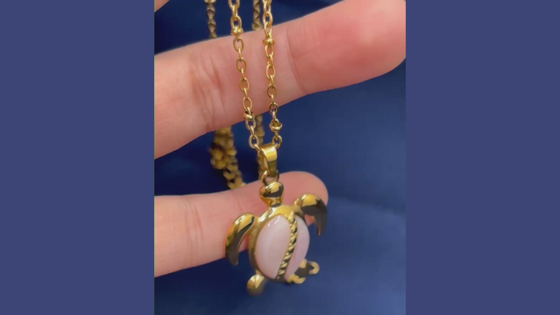 Sinaya Jewels Elegant Pink Mother of Pearl Turtle Necklace