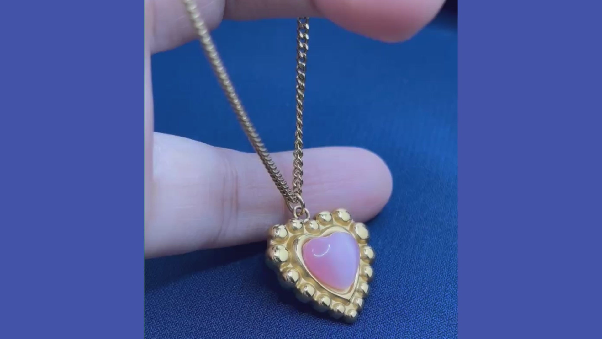 Sinaya Jewels Elegant Pink Cat Eye Heart Necklace